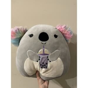 Squishmallow Doxana Koala Holding Boba‎ Tea Drink Rainbow Ears